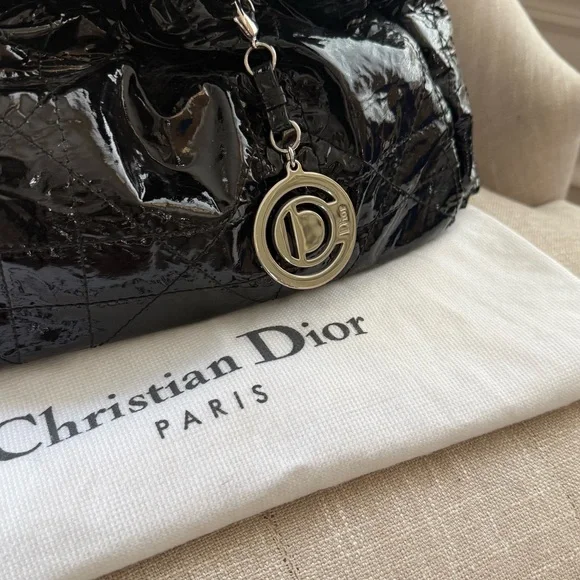 Christian Dior Le Trente Cannage Black Patent Hobo Bag - Like New - Picture 4 of 14